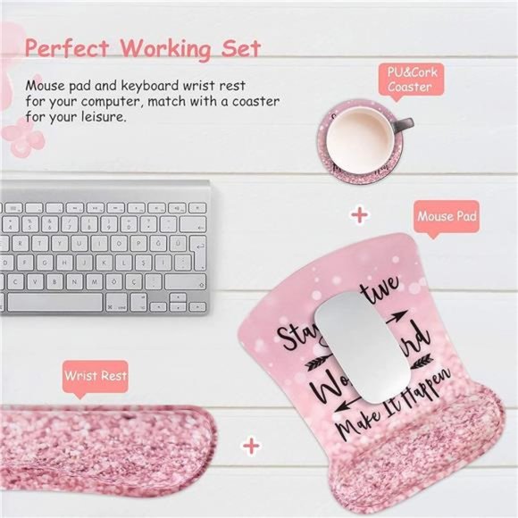3in1 Keyboard Wrist Rest+ Mouse Wrist Rest Pad + Coaster, Non-Slip Rubber Base - Picture 4 of 6